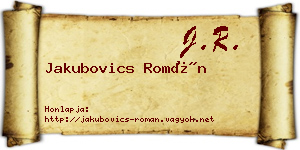 Jakubovics Román névjegykártya